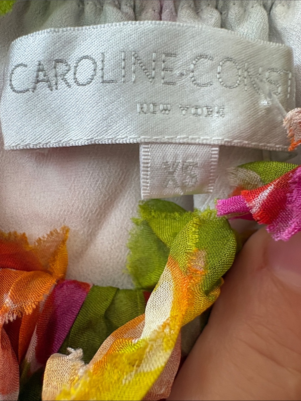 Caroline Constas Dahlia Off The Shoulder DRESS Pink Coral Multi XS Silk - Picture 6 of 8